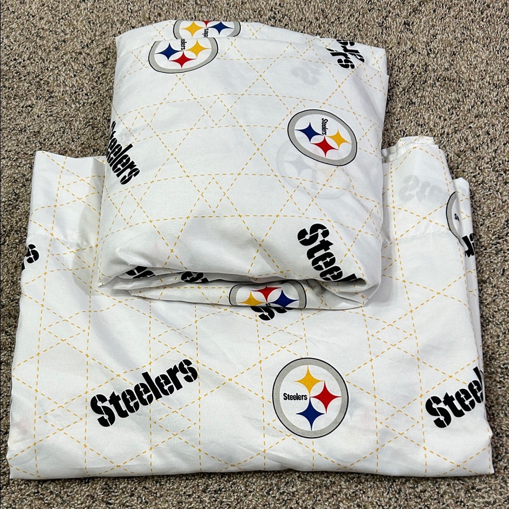 Twin size Steelers White Bedding Set